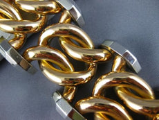 ANTIQUE LARGE & LONG 18K WHITE & ROSE GOLD 3D CLASSIC WOVEN LINK BRACELET #20618