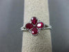 ESTATE .80CT DIAMOND & AAA RUBY 14K WHITE GOLD 4 LEAF FLOWER FILIGREE FUN RING