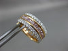 ESTATE 1.54CT WHITE & PINK DIAMOND 18KT ROSE GOLD 3D 3 ROW HEART HUGGIE EARRINGS