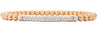 ESTATE .65CT DIAMOND 18KT WHITE & ROSE GOLD 3D BEADED 2 ROW BAR BANGLE BRACELET