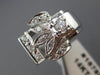 ANTIQUE WIDE .35CT OLD MINE DIAMOND 14KT WHITE GOLD LEAF ENGAGEMENT RING #16789