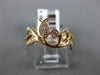ESTATE WIDE .21CT DIAMOND 18K ROSE GOLD 3D FILIGREE LEAF ROSE FLOWER ETOILE RING