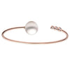 ESTATE .10CT DIAMOND & AAA SOUTH SEA PEARL 18K ROSE GOLD JOURNEY BANGLE BRACELET