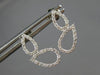ESTATE .28CT DIAMOND 14KT WHITE GOLD 3D OPEN TEAR DROP HANGING FUN EARRINGS