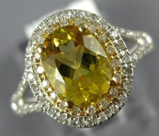 1.60CT DIAMOND & AAA YELLOW TOPAZ 14KT 2 TONE GOLD 3D OVAL HALO ENGAGEMENT RING