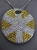 ESTATE LARGE 3.70CT DIAMOND & YELLOW SAPPHIRE 18K TWO TONE GOLD SUNBURST PENDANT