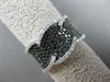 ESTATE WIDE 1.09CT WHITE & BLACK DIAMOND 14KT WHITE GOLD 3D MULTI ROW FUN RING