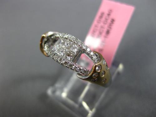 ESTATE .57CT ROUND & PRINCESS DIAMOND 18K WHITE & ROSE GOLD ETOILE HALO FUN RING