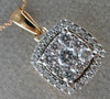ESTATE .50CT DIAMOND 14KT WHITE & ROSE GOLD CLUSTER HALO SQUARE FLOATING PENDANT