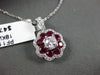 ESTATE 2.4CT DIAMOND & AAA RUBY 18K WHITE GOLD SOLITAIRE FLOWER FLOATING PENDANT