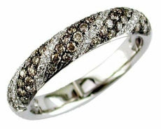 .70CT WHITE & CHOCOLATE FANCY DIAMOND 14K WHITE GOLD MULTI ROW ANNIVERSARY RING