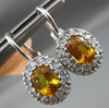 ESTATE 2.33CT DIAMOND & YELLOW SAPPHIRE 14KT WHITE GOLD OVAL LEVERBACK EARRINGS