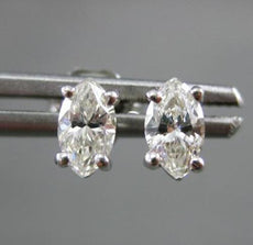 ESTATE .55CT MARQUISE CUT DIAMOND 14KT WHITE GOLD 3D CLASSIC STUD EARRINGS #5163