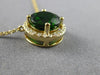 ESTATE LARGE 2.14CT DIAMOND & AAA GREEN GARNET 14KT YELLOW GOLD 3D HALO NECKLACE