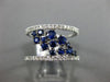 ESTATE WIDE .98CT DIAMOND & AAA SAPPHIRE 14K WHITE GOLD CLUSTER ANNIVERSARY RING