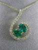 ESTATE LARGE 1.57CT DIAMOND & AAA EMERALD 14KT YELLOW GOLD LOVE FLOATING PENDANT