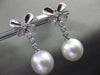 ESTATE LARGE .22CT DIAMOND 14K WHITE GOLD AAA SOUTH SEA PEARL BUTTERFLY EARRINGS