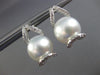 ESTATE LARGE .4CT DIAMOND & AAA SOUTH SEA PEARLS 18K WHITE GOLD HANGING EARRINGS