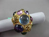 ESTATE EXTRA LARGE 35CT MULTI GEM 18KT YELLOW GOLD HANDCRAFTED FILIGREE FUN RING