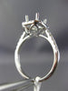 ESTATE WIDE .77CT DIAMOND 14KT WHITE GOLD 3D HALO SEMI MOUNT ENGAGEMENT RING