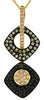.73CT WHITE BLACK & CHOCOLATE FANCY DIAMOND 14KT YELLOW GOLD 3D SQUARE PENDANT