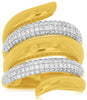 ESTATE LARGE 1.08CT DIAMOND 14KT YELLOW GOLD 3D CLASSIC MULTI ROW FUN SNAKE RING