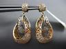 ESTATE LARGE 1.50CT DIAMOND 14K TRI COLOR GOLD 3D FILIGREE DROP HANGING EARRINGS