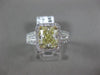 LARGE 3.8CT WHITE & FANCY YELLOW DIAMOND 14K WHITE GOLD FILIGREE ENGAGEMENT RING