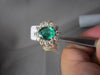 ESTATE 3.34CT DIAMOND & AAA COLOMBIAN EMERALD 14KT YELLOW GOLD FLOWER HALO RING