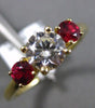 ESTATE 1.33CT DIAMOND & AAA RUBY 14K YELLOW GOLD CLASSIC 3 STONE ENGAGEMENT RING