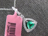 ESTATE .67CT DIAMONDS & AAA EMERALD 18KT WHITE GOLD 3D TRILLION FLOATING PENDANT