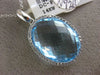 ESTATE EXTRA LARGE 15.68CT DIAMOND & BLUE TOPAZ 14K WHITE GOLD HALO OVAL PENDANT