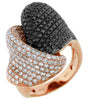 ESTATE EXTRA LARGE 3.75CT WHITE & BLACK DIAMOND 14KT ROSE GOLD 3D LOVE KNOT RING