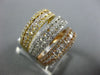 ESTATE EXTRA LARGE 2.62CT DIAMOND 18KT TRI COLOR GOLD MULTI ROW ANNIVERSARY RING
