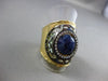 ANTIQUE 3.02CT DIAMOND & AAA SAPPHIRE 18KT YELLOW GOLD 3D FILIGREE ITALIAN RING