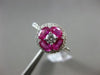 ESTATE 1.64CT DIAMOND & PINK SAPPHIRE 18KT WHITE GOLD FLOWER SOLITAIRE LOVE RING