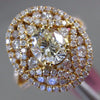 GIA LARGE 1.86CT WHITE & YELLOW DIAMOND 18K ROSE GOLD FILIGREE ENGAGEMENT RING