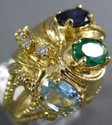 ANTIQUE LARGE 3.08CT DIAMOND & AAA MULTI GEM 14KT YELLOW GOLD 3D RING #17769