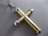 ESTATE LARGE 14KT WHITE & YELLOW GOLD 3D HANDCRAFTED SIMPLE CROSS PENDANT #24275