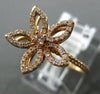 ESTATE .26CT ROUND DIAMOND 18KT ROSE GOLD ROPE MILGRAIN CLASSIC FLOWER FUN RING