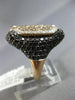 ESTATE LARGE 3.61CT MULTI COLOR DIAMOND 18KT ROSE GOLD 3D PAVE RECTANGULAR RING