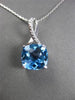 ESTATE LARGE 4.52CT DIAMOND & AAA BLUE TOPAZ 14K WHITE GOLD LUCIDA PENDANT CHAIN