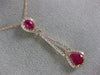 ESTATE 1.57CT DIAMOND & AAA RUBY 14KT ROSE GOLD 3D TEAR DROP FLOATING PENDANT