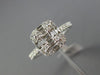 ESTATE WIDE .61CT ROUND & BAGUETTE DIAMOND 18K WHITE GOLD 3D CLUSTER SQUARE RING