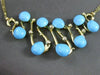 ESTATE LARGE .17CT DIAMOND TURQUOISE 14KT YELLOW GOLD MULTI WAVE TOGGLE NECKLACE
