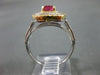 ESTATE 1.64CT DIAMOND & AAA PINK SAPPHIRE 14KT 2 TONE GOLD HALO ENGAGEMENT RING