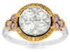 ESTATE LARGE 1.37CT WHITE PINK & FANCY YELLOW DIAMOND 14KT TRI COLOR GOLD RING