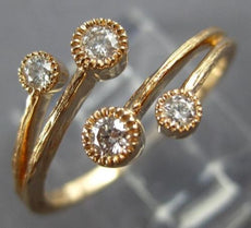 ESTATE .17CT DIAMOND 14K ROSE GOLD 4 STONE FILIGREE MILGRAIN CRISS CROSS RING