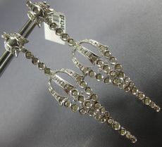 ESTATE LARGE 1.70CT DIAMOND 18KT WHITE GOLD 3D FILIGREE DROP HANGING EARRINGS