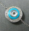 ESTATE .17CT DIAMOND & TURQUOISE 14KT WHITE GOLD CLASSIC EVIL EYE LUCKY BRACELET
